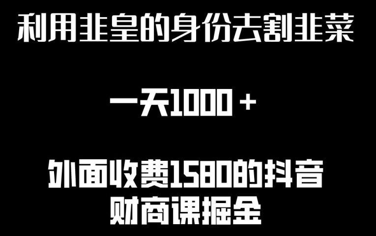 隐身割韭菜 非皇身份日入千元的秘密攻略-九零创业网