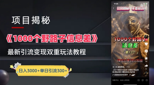 揭秘千种野路子 变现引流秘籍拆解-九零创业网