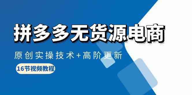 拼多多无货源电商实操高阶教程 16节视频深度解析-九零创业网