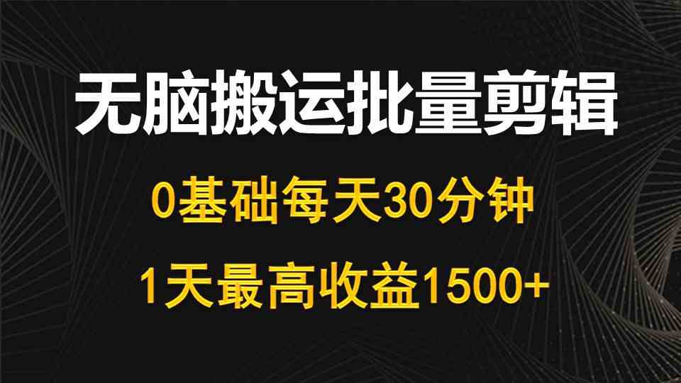 零基础日赚1500 30分钟批量剪辑 轻松开启高收益之旅-九零创业网