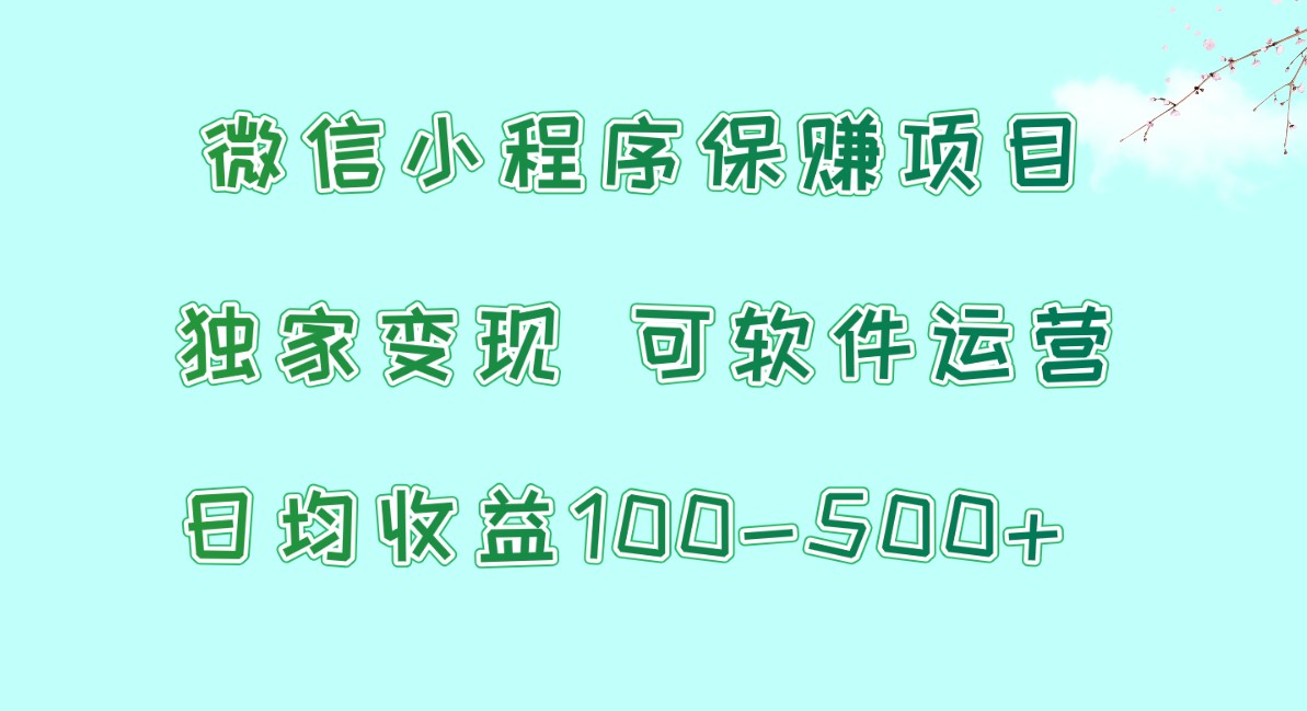 微信小程序保赚秘籍 日赚百元 独家运营 轻松变现-九零创业网