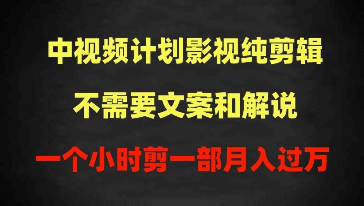中视频剪辑达人 一小时影视大片 原创月入过万秘籍