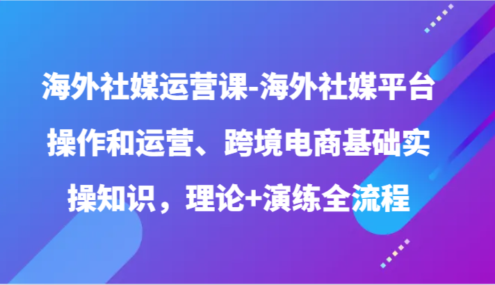 海外社媒实战课 平台运营技巧+跨境电商实操-九零创业网