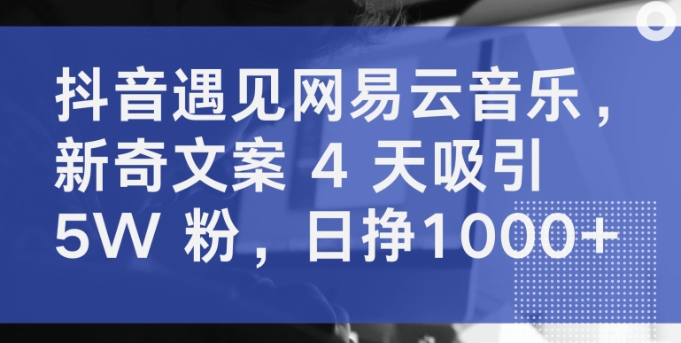 抖音遇网易云 4天5万粉 日赚千元的神奇之旅