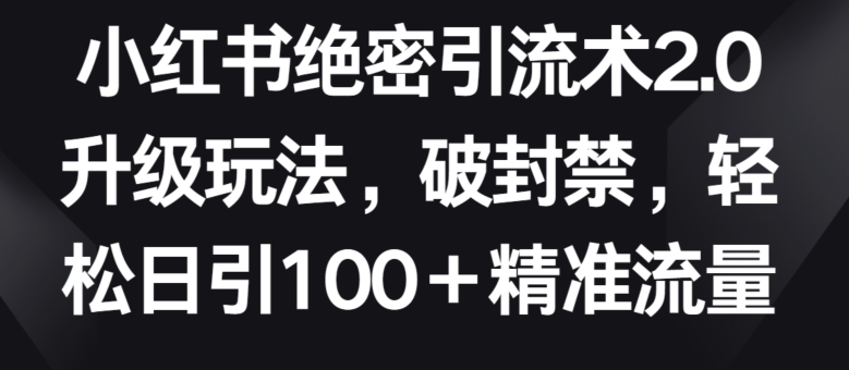 小红书2.0引流新法 破封解禁 日吸百粉轻松术-九零创业网