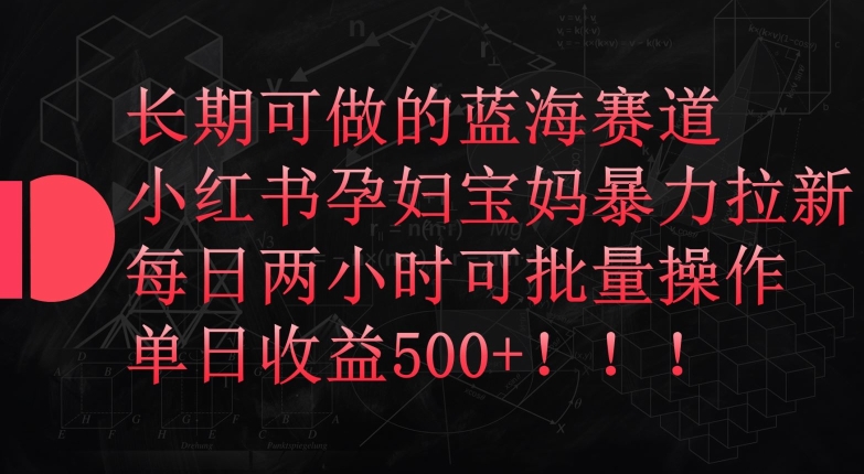 小红书宝妈蓝海项目 每日2小时 日赚500+轻松拉新-九零创业网