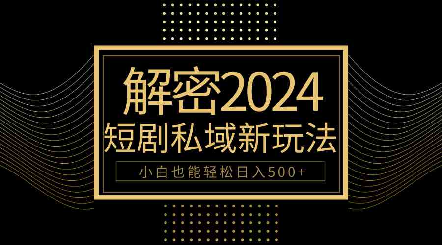 2024短剧私域变现速成 小白日赚500+攻略-九零创业网