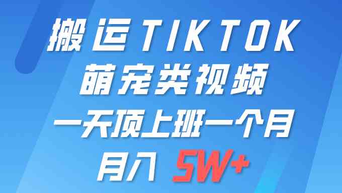 一键搬运萌宠视频 手机操作多平台发布 月入5万不是梦