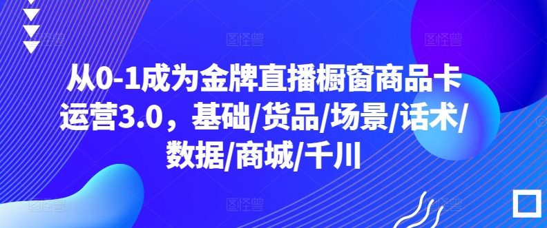 从0到1 金牌直播橱窗运营3.0全攻略-九零创业网