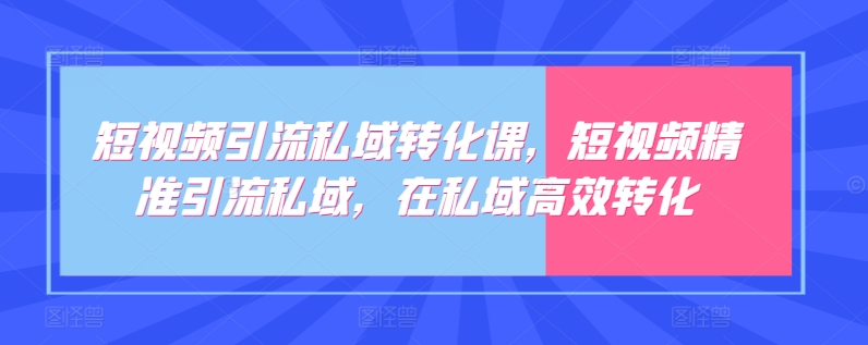 短视频引流私域 高效转化秘籍一网打尽-九零创业网