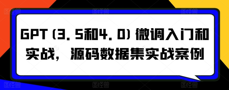 GPT微调实战 入门与案例解析-九零创业网