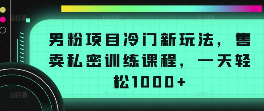 私密训练课程热销 男粉项目新玩法日入千-九零创业网