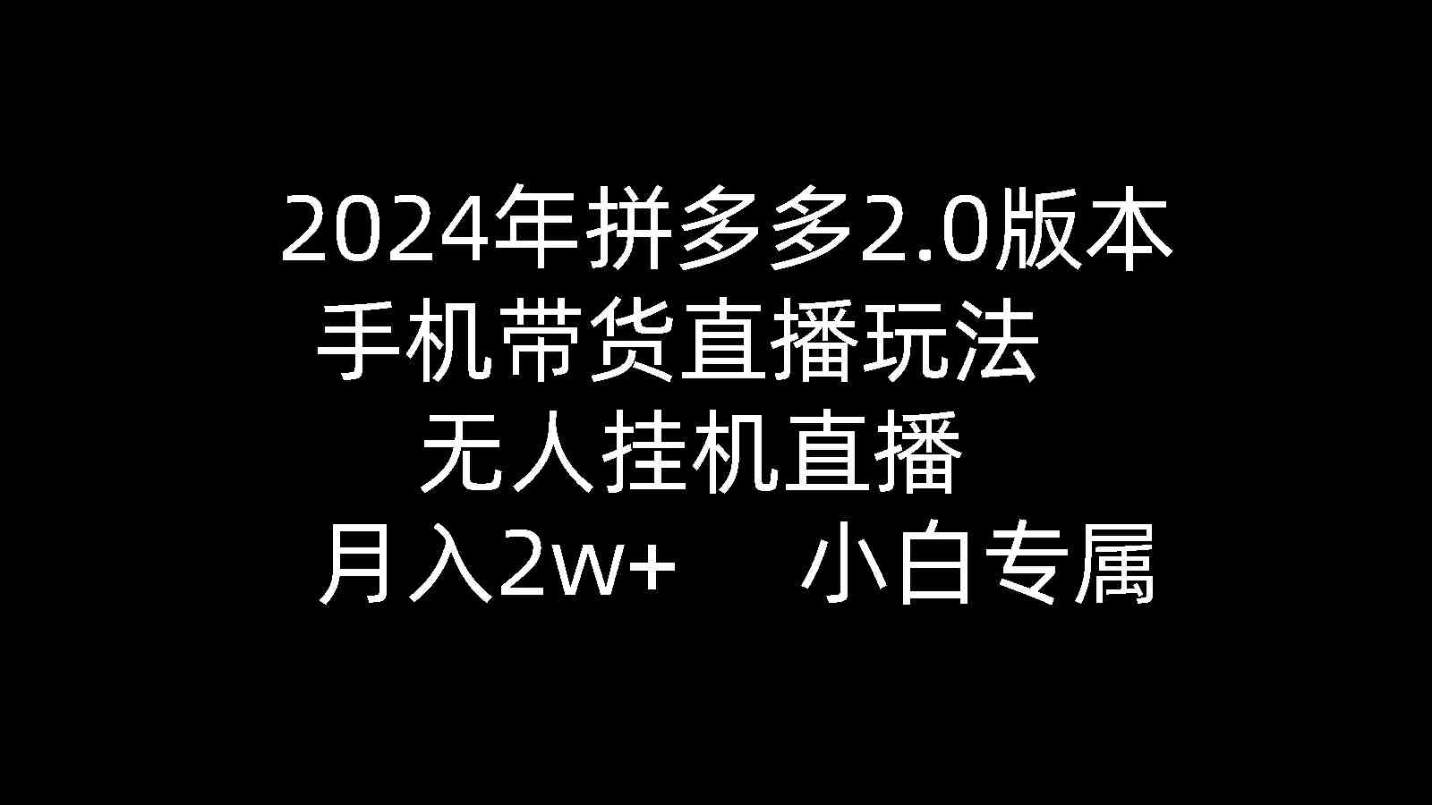 拼多多2.0直播新玩法 无人带货月入2万+
