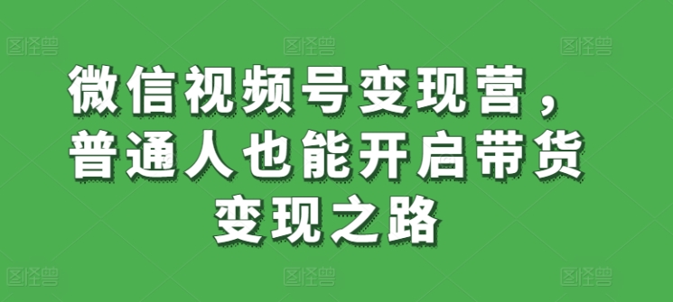 微信视频号变现营 教你轻松开启带货新篇章-九零创业网