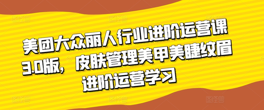 美团大众丽人3.0 美甲美睫纹眉运营高手速成课