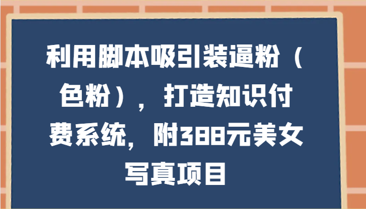 388元写真诱惑 打造知识付费圈 吸粉神器脚本揭秘-九零创业网