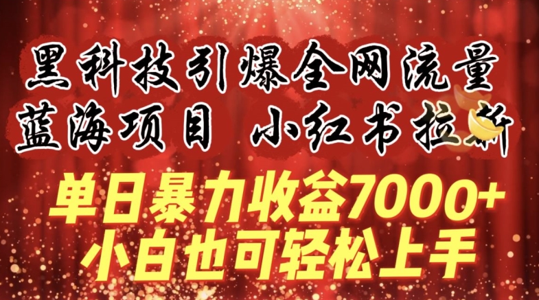 黑科技蓝海项目 小红书拉新神器 小白日入7000+-九零创业网