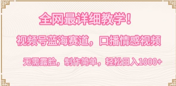 无露脸口播情感教学 视频号蓝海日入千 轻松制作赚翻天