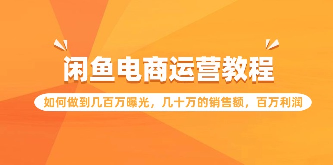 闲鱼电商攻略 百万曝光 百万利润 销量翻番秘诀-九零创业网
