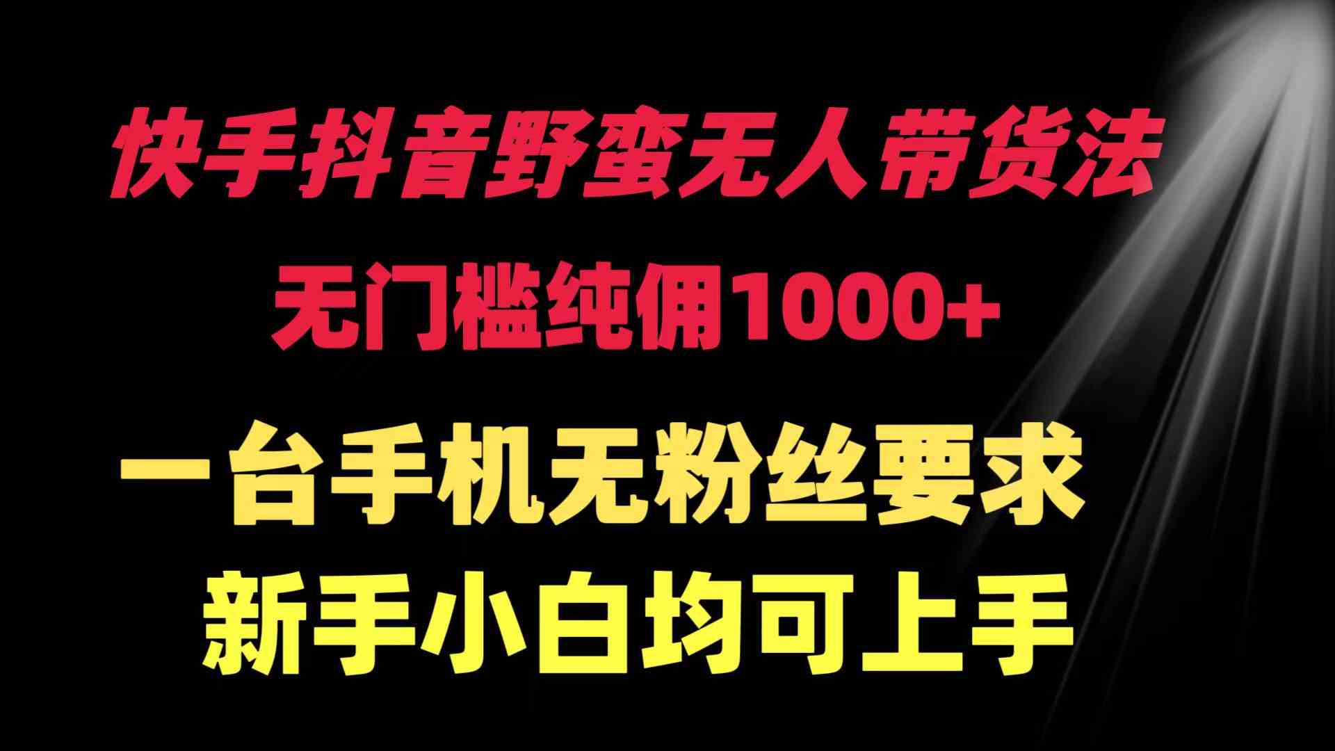 快手抖音无门槛带货 纯佣1000+ 手机即可 新手小白也能轻松赚钱-九零创业网