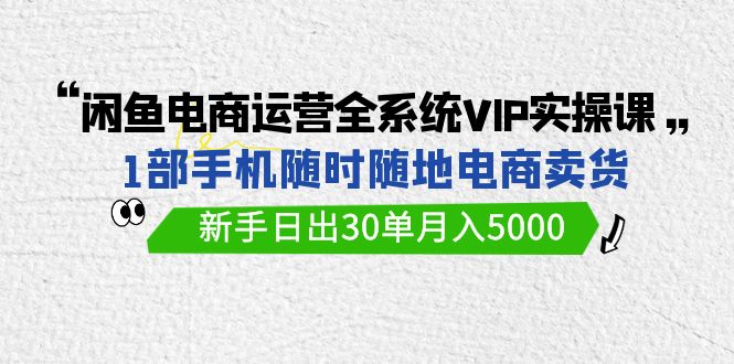 手机轻松卖货 新手月入5000 闲鱼VIP实战课-九零创业网