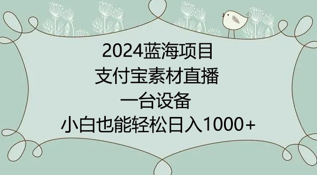 2024蓝海项目 支付宝直播素材 小白日赚1000+实操速成