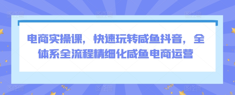 咸鱼抖音电商实操课 全链路咸鱼运营速成攻略-九零创业网