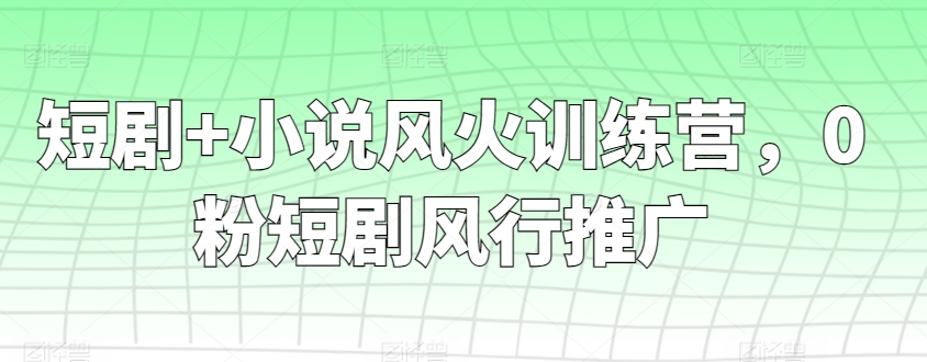 风火训练营 小说风短剧 零粉逆袭爆火记-九零创业网