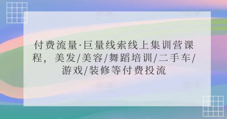 多行业付费流量秘籍 巨量线索集训营 高效投流攻略-九零创业网