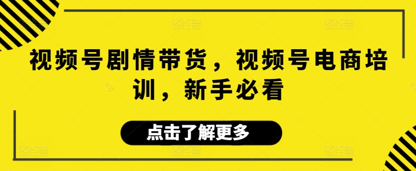 视频号剧情带货秘籍 电商培训新手必看攻略-九零创业网