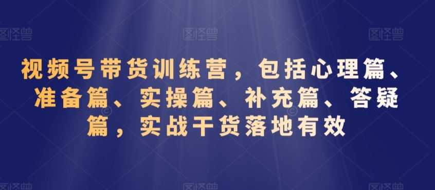 视频号带货训练营 心理准备+实操攻略 答疑实战 干货落地-九零创业网