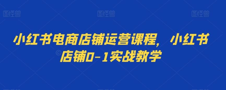 小红书电商店铺从0到1 实战运营课程全解析-九零创业网