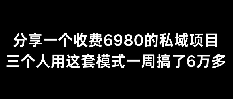 私域项目一周赚6万 揭秘6980元模式
