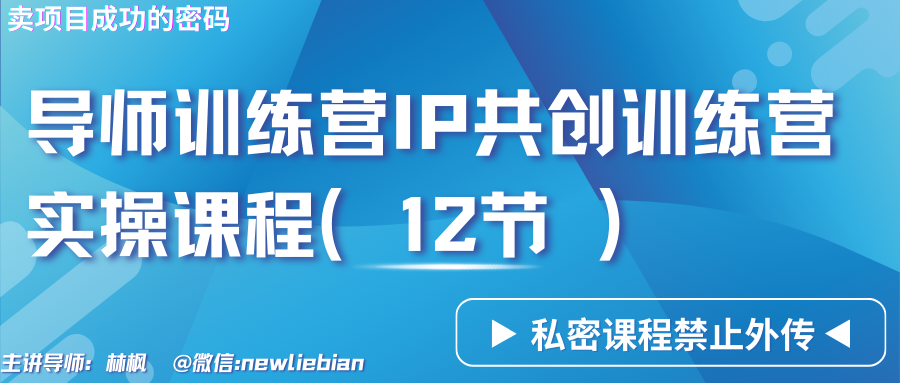 导师训练营3.0 揭秘项目销售成功秘籍 12节实操课程-九零创业网