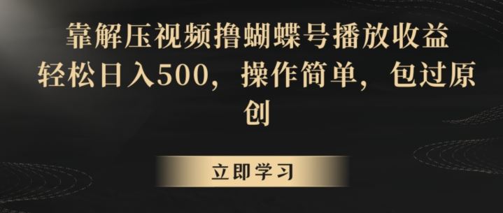 解压视频轻松赚 蝴蝶号收益日入500-九零创业网