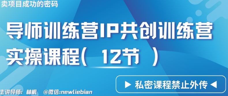导师训练营3.0 揭秘12节实操课程 掌握项目销售成功秘诀-九零创业网