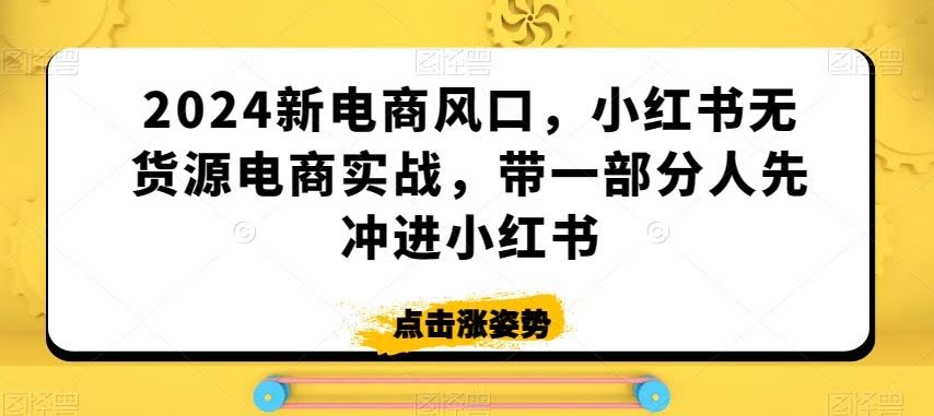 2024新电商风口 小红书无货源实战 抢先一步 财富翻倍