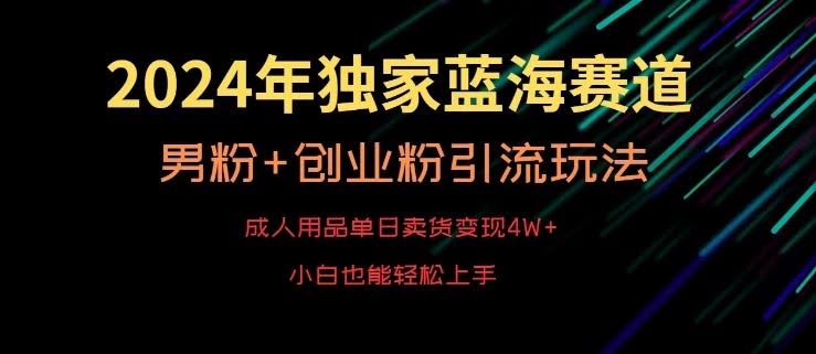 2024独家蓝海 成人用品日销4W+ 男粉创业引流秘籍-九零创业网