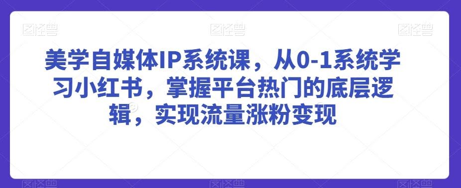 从零开始 小红书美学IP打造 涨粉引流秘籍-九零创业网