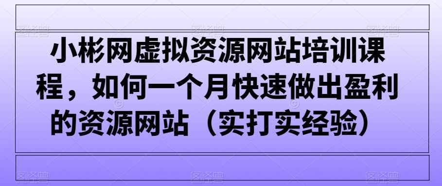 30天打造盈利资源站 实战速成攻略-九零创业网