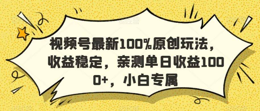 视频号原创攻略 小白日入千 稳赚秘籍大公开