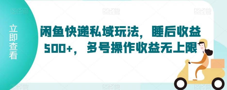 闲鱼快递私域躺赚 多号操作收益无限
