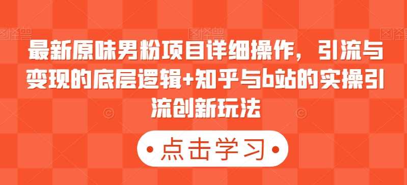 原味男粉项目 知乎B站引流变现新攻略-九零创业网