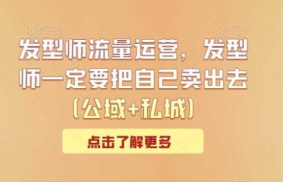 发型师流量运营 公域私域双管齐下 打造个人品牌影响力-九零创业网