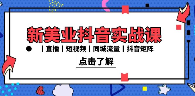 新美业抖音全攻略 30节课解锁直播 短视频 同城流量矩阵-九零创业网