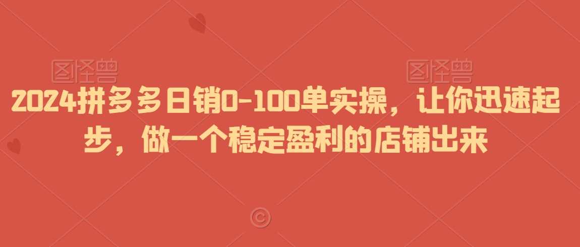 拼多多日销0 100单 快速盈利店铺启动指南-九零创业网
