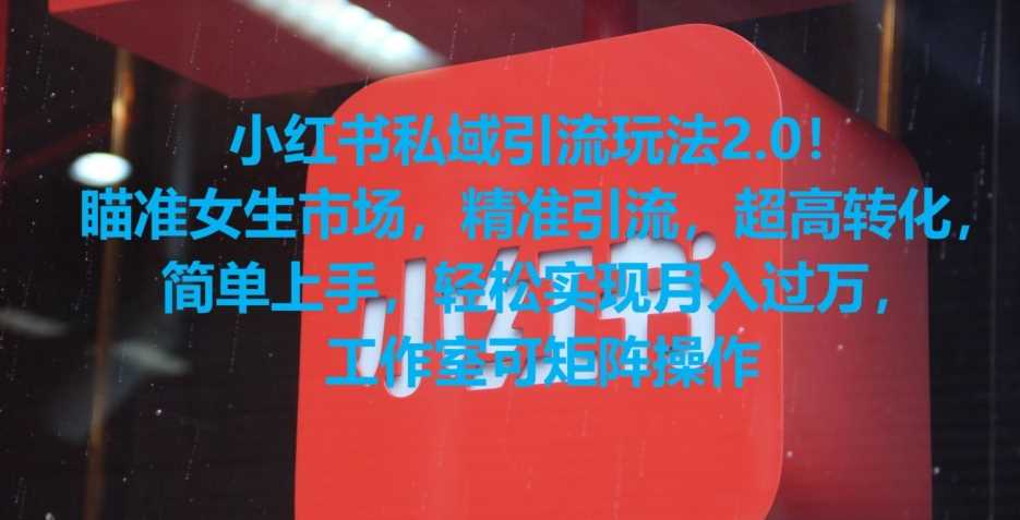 小红书私域引流2.0 女生市场精准吸粉 高转化率秘籍-九零创业网