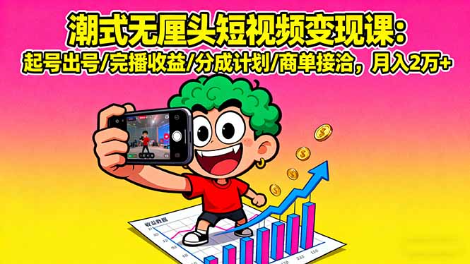 潮式短视频变现攻略 月入2万+ 轻松起号赚翻天-九零创业网