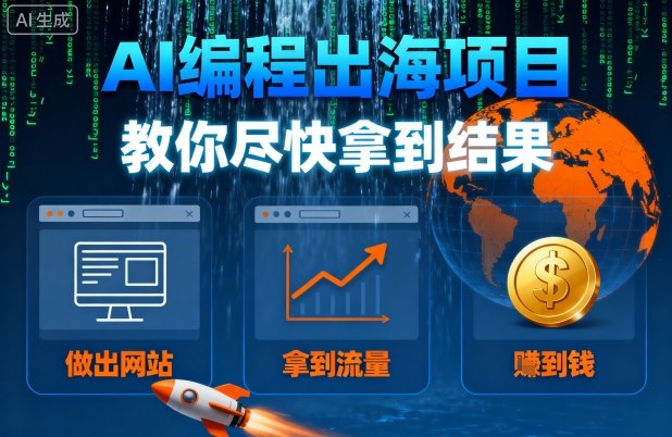 AI编程出海速成 建站 引流 盈利一步到位-九零创业网