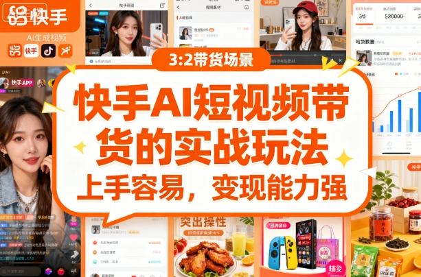 快手AI短视频带货轻松入门 高效变现技巧一网打尽-九零创业网